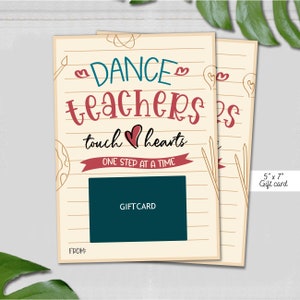 Dance teacher gift card holder, dance teacher gift tags