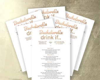 Drink If Drinking game for bachelorette parties | Printable drinking game template