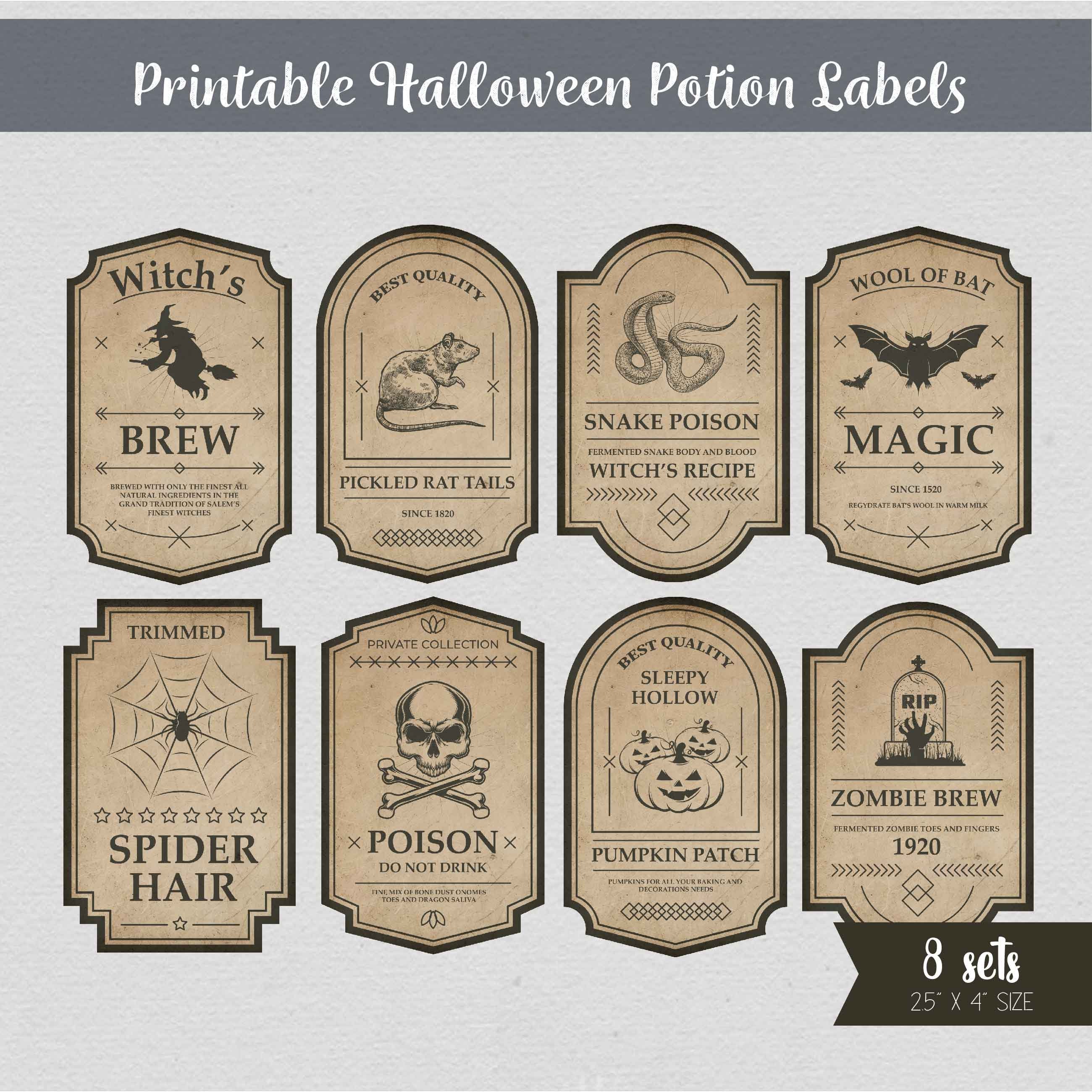 Halloween Potion Apothecary Bottle Labels Includes PDF JPG Digital ...