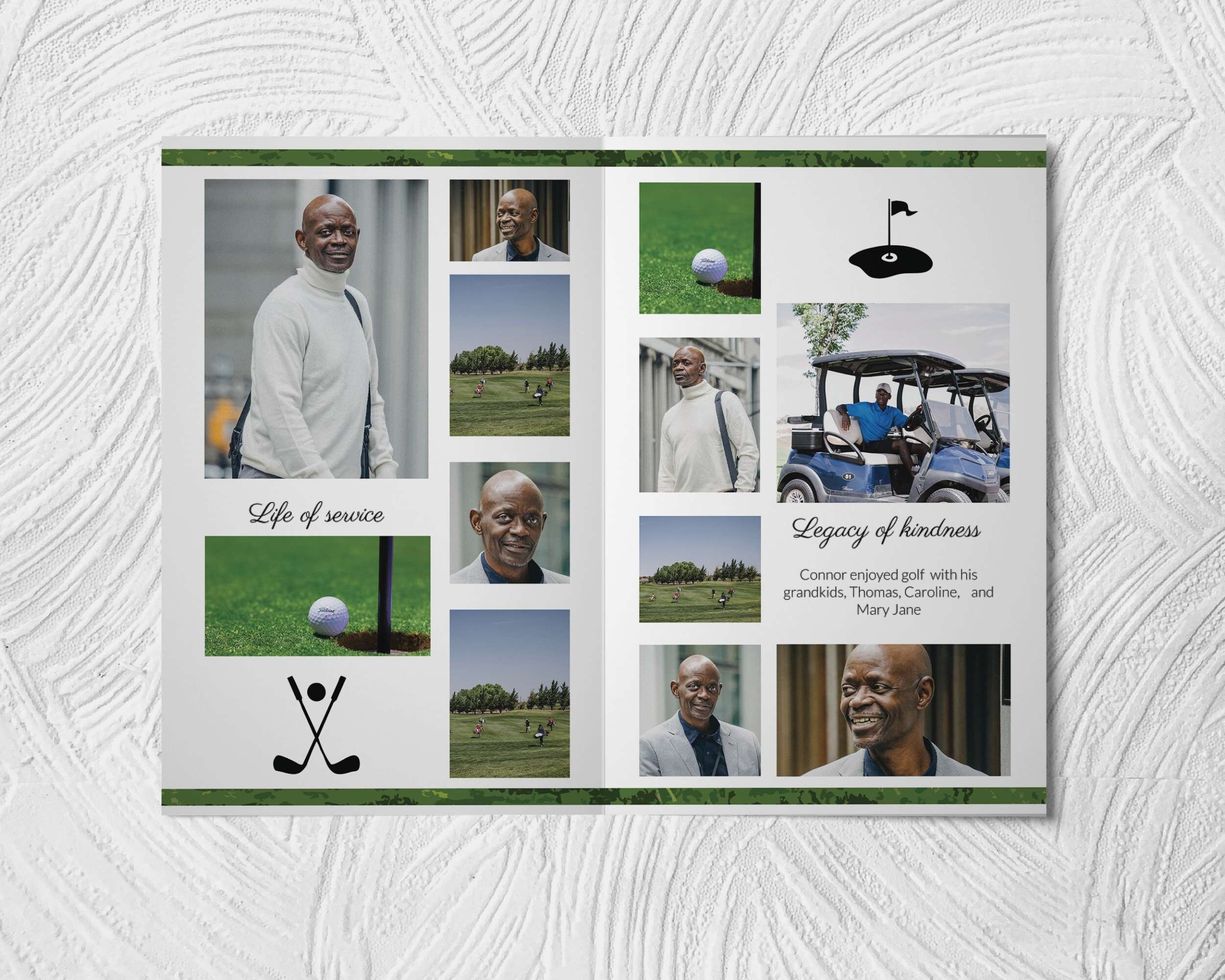 Golf 8 Page Printable Obituary Template Funeral Program for Etsy Canada