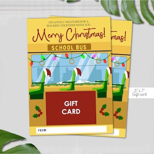 Merry Christmas School Bus driver gift card holder, bus driver appreciation gift tag, holiday printable gift tag