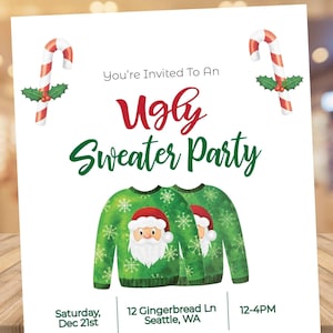 Digital Invite Ugly Sweater Party 3 Piece Invitation Template, mobile