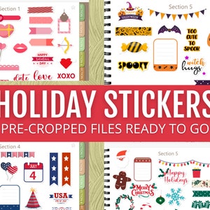 Full Year Holiday Digital Sticker Book, with Goodnotes file, 100+ stickers bundle