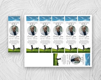 Bookmark funeral keepsake for a Man who loves golf, memorial