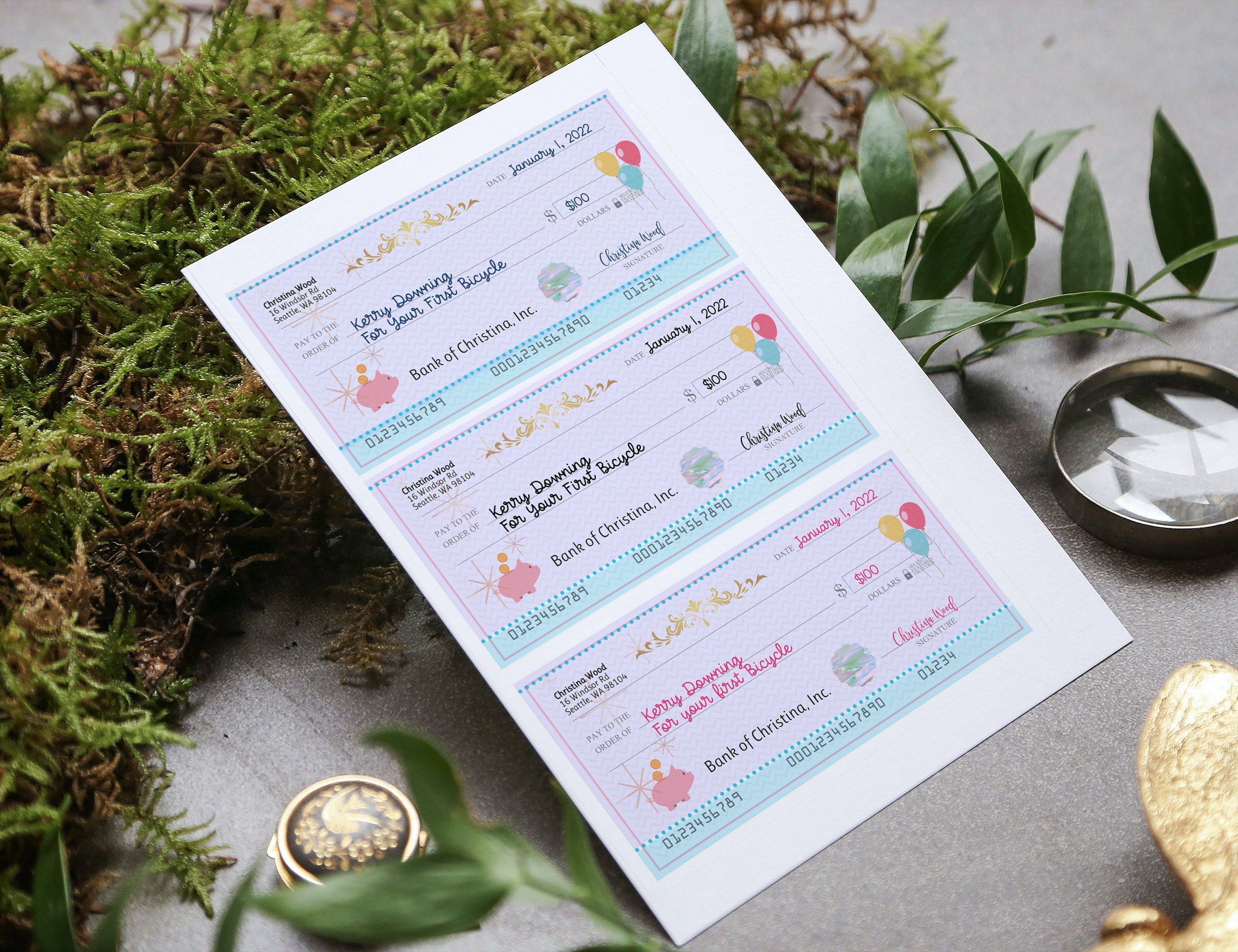 Editable Blank Check Template Kids Holiday Last Minute Gift - Etsy