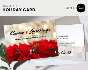 Holiday Postcard for Realtors, Digital holiday template for Agent Branding