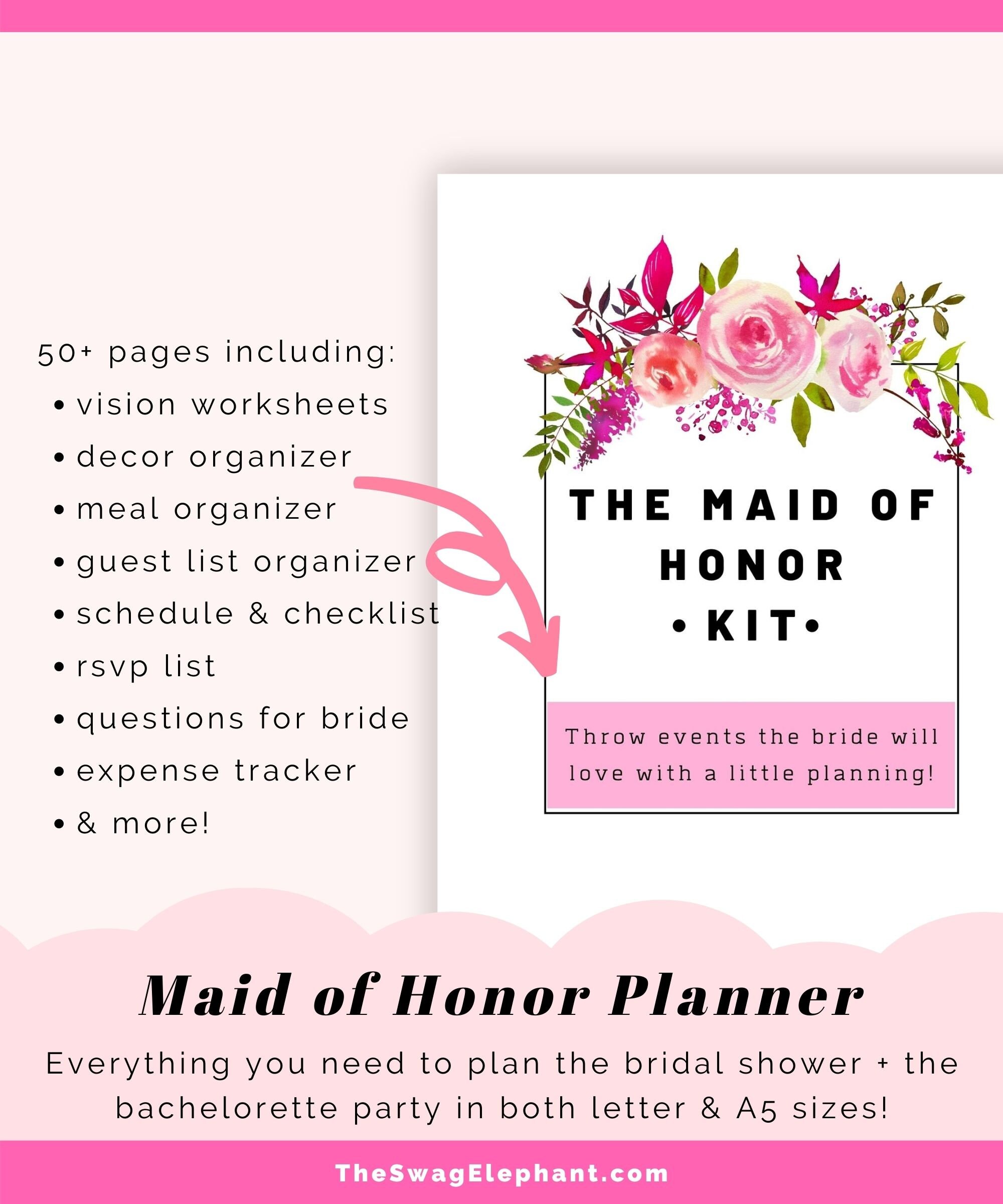 Maid of Honor Printable Planner in Letter Size A5 | Etsy