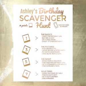 Personalized Birthday Drinking Game Printable Sign | Digital file birthday scavenger hunt