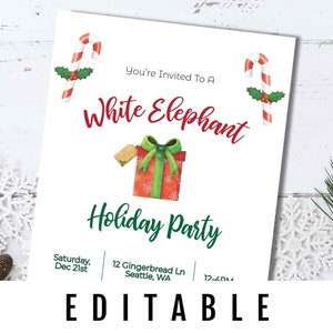 White Elephant Party Invitation