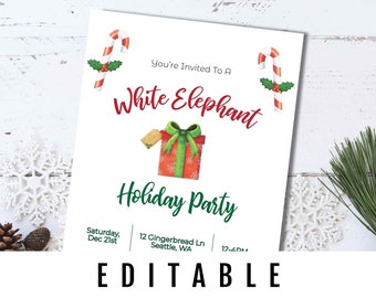 White Elephant Party Invitation