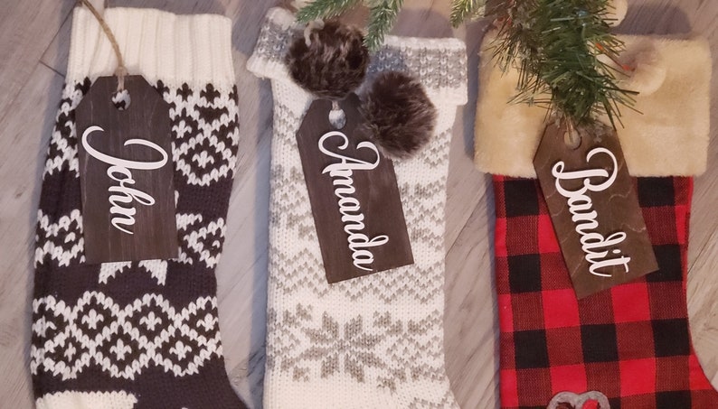 Christmas Decorations Christmas personalized stocking tag Christmas decor personalized cutout Stocking name tags christmas stocking