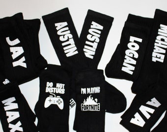 Fortnite Socks Etsy - personalized gamer socks youth and adult sizes can be personalized