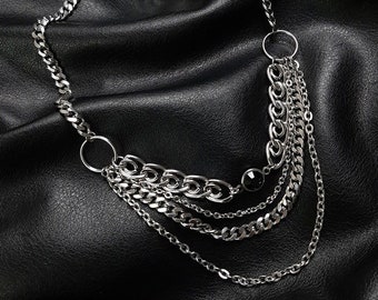 Layered stainless chainnecklace- Industrial, choker, chunky chain, gothic, alternative, Equinoxart