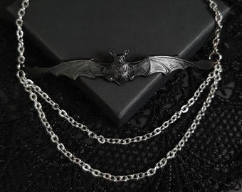 Black bat chain choker - Gothic necklace, vampire jewelry, mourning, romantic, occult, fantasy equinoxart