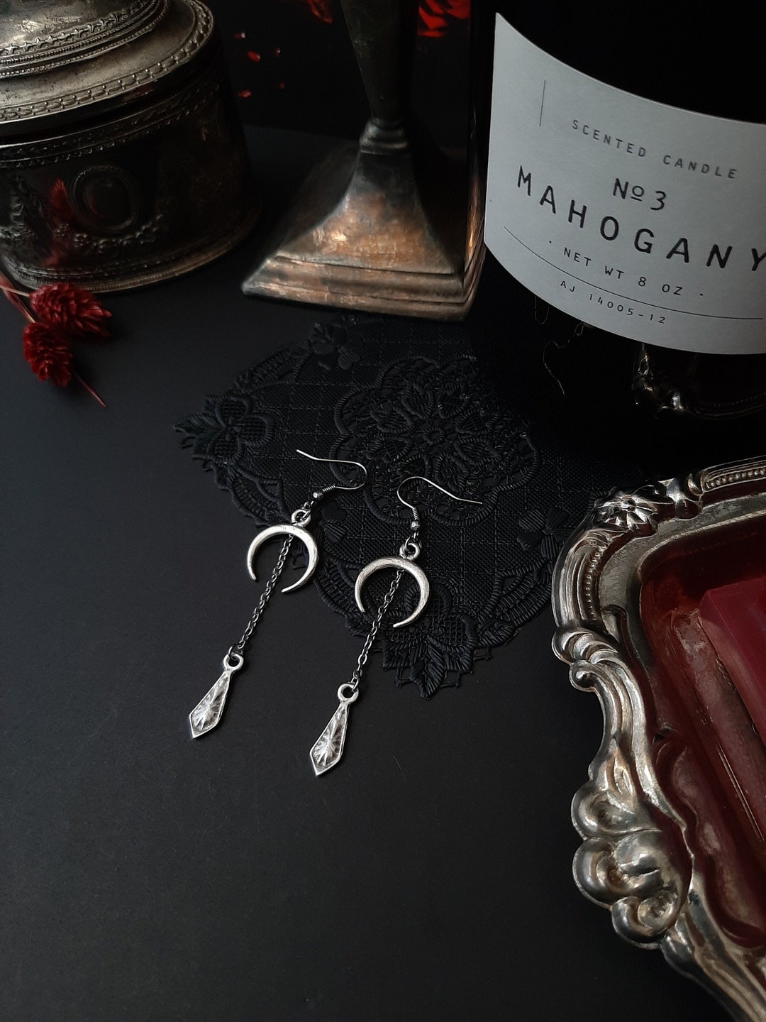 Boucles D'oreilles En Argent Avec Pierre Mystique 15x9 Mm - Neuf Sans Emballage