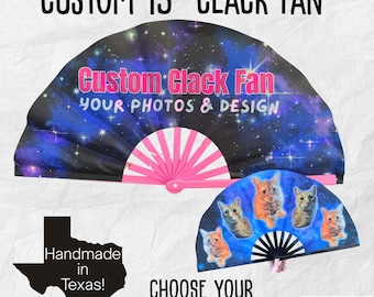 Custom Clack Fan - Sublimated folding hand fan - Your colors photos and text!