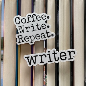 Coffee Write Repeat + Writer Sticker Pack - Stickers for Writers, Authors, Journalists