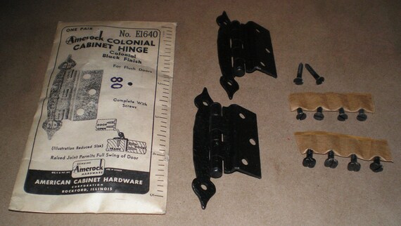 Lot Of 12 Vintage Amerock Cabinet Door Hinges Colonial Black Etsy