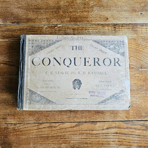 Antique 1880 The Conqueror Music Book, Antique School Music Books, Vintage Hymnal Book, 1800&#39;s Sheet Music Book, Vintage Gospel Song Book