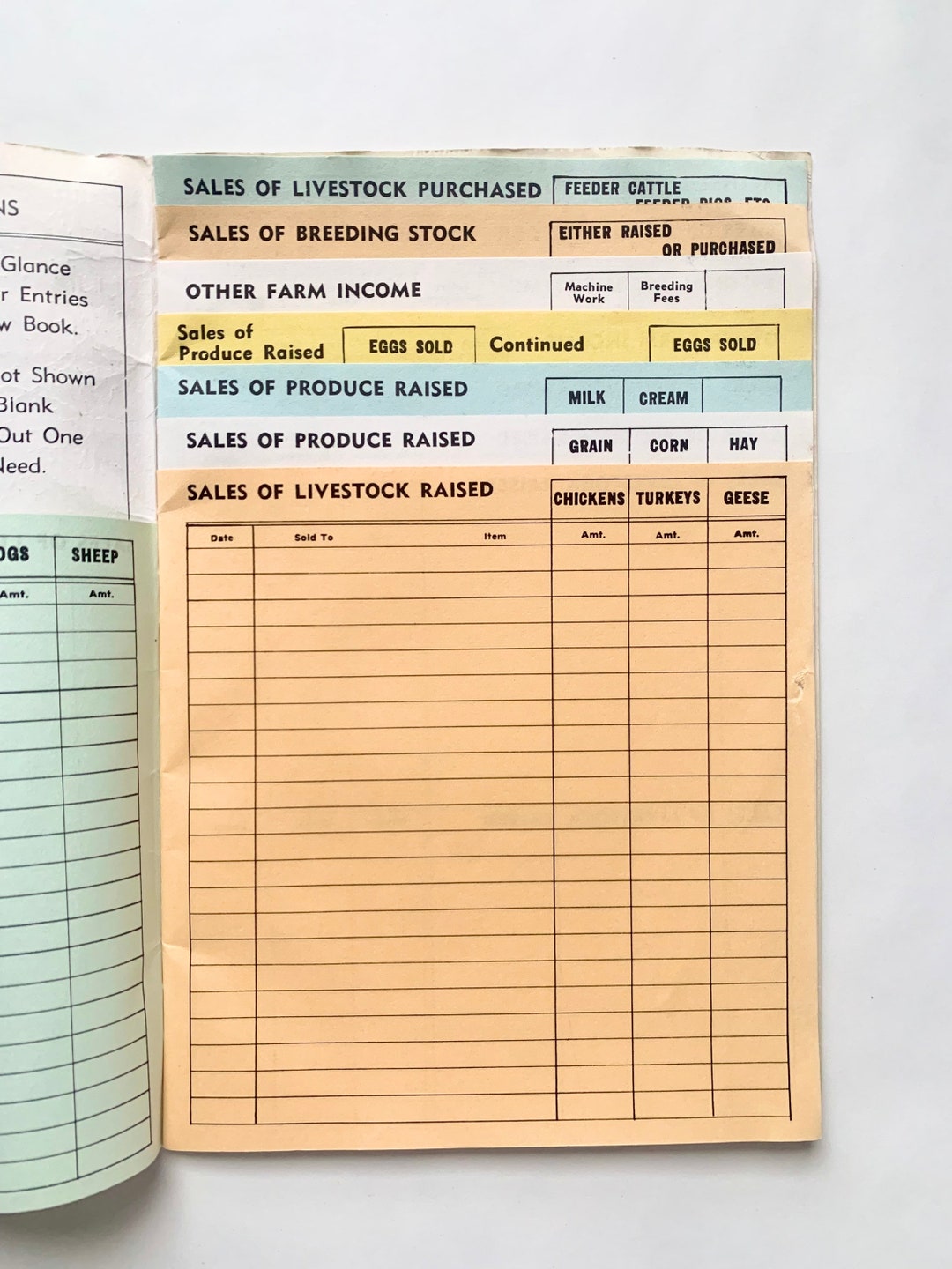 Vintage Farm Record Booklet Paper Ephemera Ledger Pages Etsy