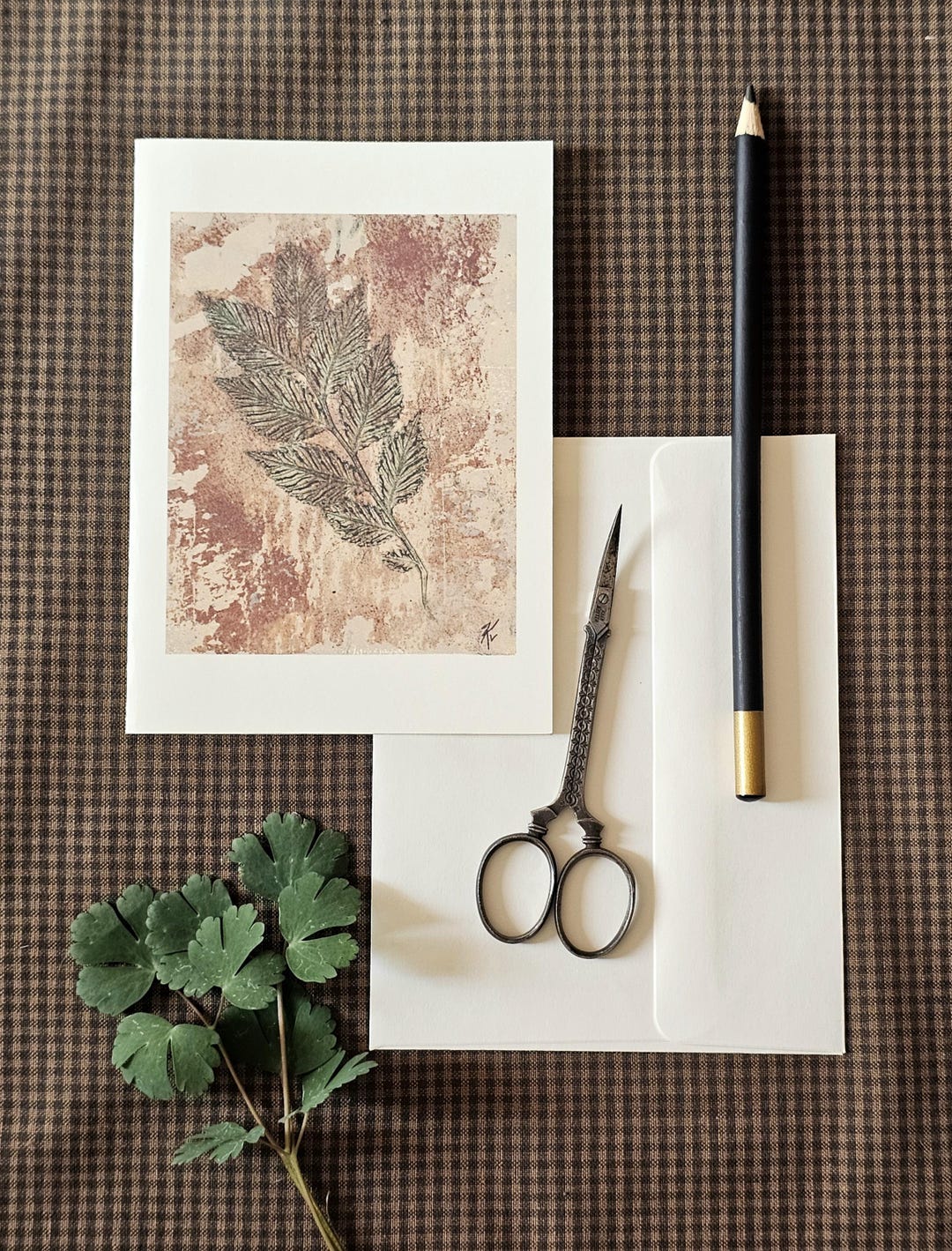Botanical Art Print Greeting Card | Sapling Number One Relief Print ...