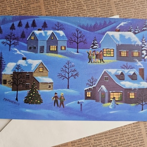 Vintage Winter Village Christmas Card: Unused Holiday Greeting
