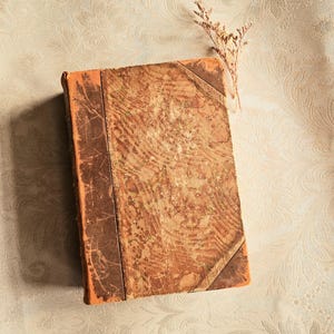 Livre de poésie ancienne, mille et un joyaux de la poésie anglaise, livre relié en cuir ancien de 1894, poésie anglaise victorienne, pages de livre marbrées