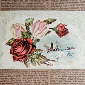 Postal antigua con escena de paisaje invernal, material para diarios basura navideños, postales navideñas, postales coleccionables, efímeras de papel antiguas