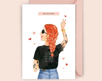 Girl Power Greeting Card / Birthday Gift / Feminist Card / Birthday Gifts under 10 / Everyday Card / Postcard / Girlfriend Gift / Feminism