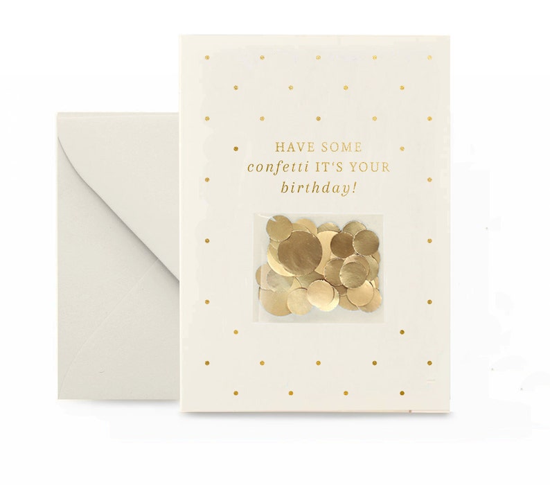 Confetti Greeting Card / Birthday Greeting Card / Gold Foil Etsy