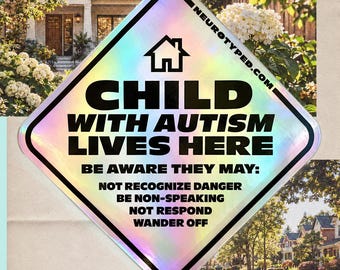 HOLOGRAPHIC CHILD or Person with AUTISM Lives Here Vinyl Sticker