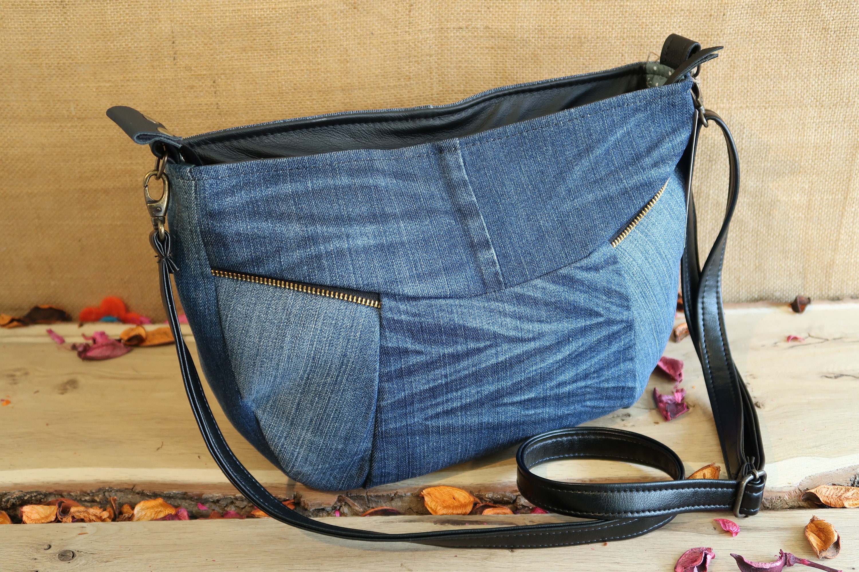 Crossbodydenim Bag Upcycled Denim Ba Old Jeans Bag Denim - Etsy