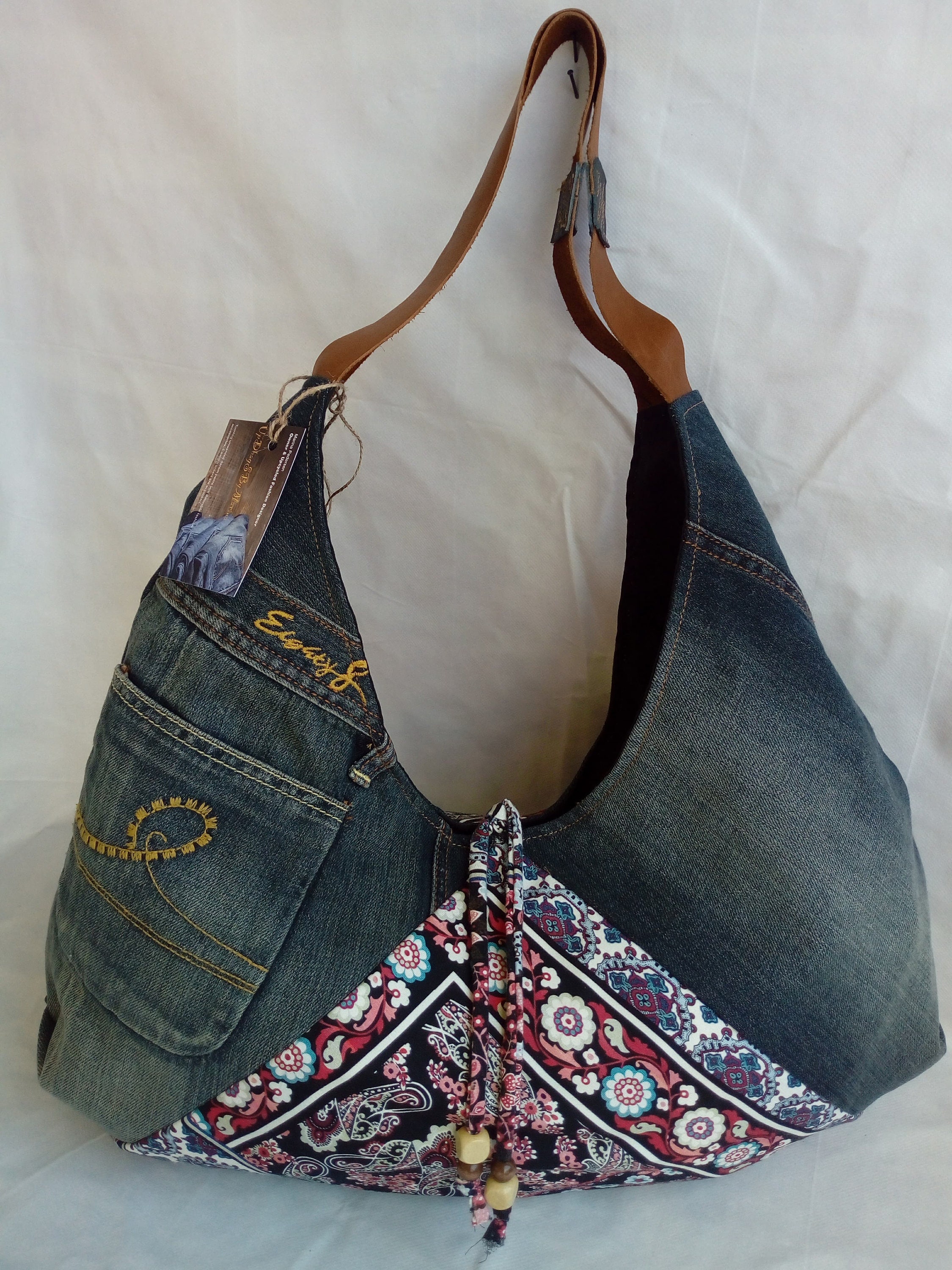 upcycled denim hobo bag hobo jeans bag Etsy