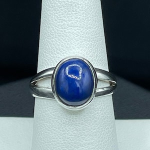 Natural Lapis Lazuli Sterling Silver Ring (Size 8.25)