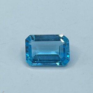 Swiss Blue Topaz Emerald Cut Loose Gemstone 14x10x5 MM