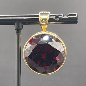 Red Cubic Zirconia Sterling Silver Vermeil Pendant