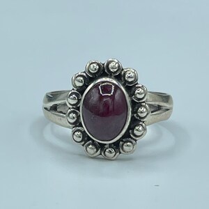 Natural Ruby Sterling Silver Ring (Size 8.5)