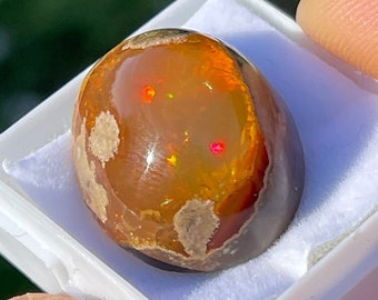 25.00 Carat Natural Mexican Opal Cabochon Cut Loose Gemstone (21.8 x 16 x 11.8 MM)