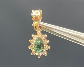 18K/グリーントルマリン & ダイヤ ペンダントヘッド 18K/グリーン