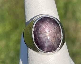 Natural Star Ruby Sterling Silver Ring (Size 7.75)