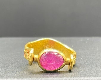 2.56 Carat Natural Unheated Burmese Ruby 18K Yellow Gold Ring (Size 7)