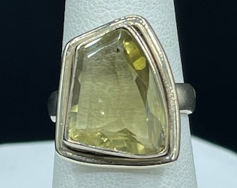 Natural Ouro Verde Sterling Silver Ring (Size 7)