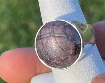 Natural Star Ruby Sterling Silver Ring (Size 7)