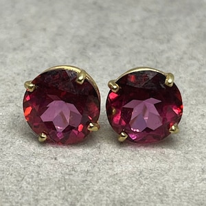 6 Carat Fire Mystic Topaz 14k Yellow Gold Stud Earrings