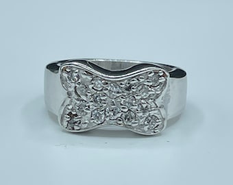 Cubic Zirconia Sterling Silver Cluster Ring (Size 6)