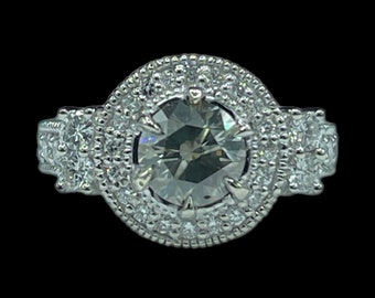 GIA Certified 2.36 Carat Natural Fancy Dark Greenish Gray & White Diamond 14k White Gold Engagement Ring (Size 7)