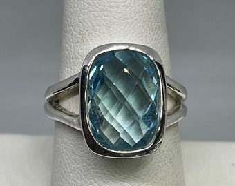 Natural Blue Topaz Sterling Silver Ring