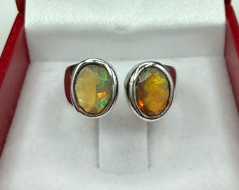 Artisan Handmade Natural Ethiopian Opal Faceted Sterling Silver Adjustable Ring | 1.40 CTW | Adjustable 7.5-8.5