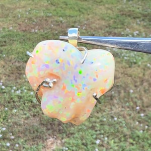 58.37 Carat Natural Free Form Polished Ethiopian Opal 14k Yellow Gold Pendant