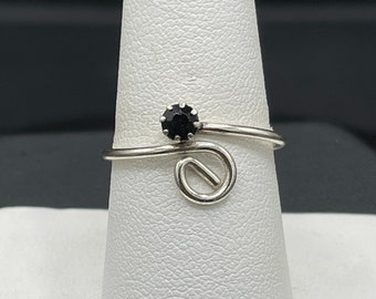 Midnight Sapphire Sterling Silver Adjustable Ring (Size 7-11)